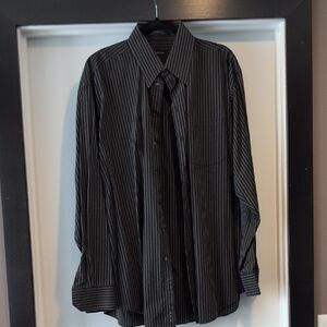 Claiborne Black with Gray Pinstripe Dress Shirt
